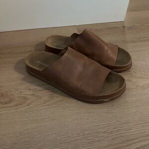 Kelsi Dagger Brown Leather Slide Sandals
